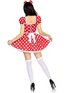 Female mouse, costume dress, big bow, lace edge, puff sleeves, polka dot